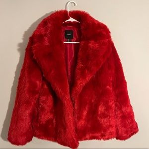 Red Forever 21 Fur Coat